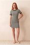 Women's Slim Fit Crew Neck Short Sleeve Black, White Geometric Jacquard Cotton Mini Dress Catarina - 4
