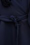 V-Neck Rose Brooch Belted Balloon Sleeve Pleated Elastic Waist Pants Dabıl Suit - Dark Blue - 7