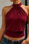 Lace-Up Stretchy Crop Top Blouse - 4