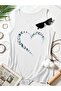Women's Hearts Printed Half V-Neck Sleeveless Regular Fit Casual T-Shirt