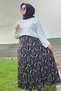 Women's Clothing Plus Size Brush Pattern Gypsy Skirt with Elastic Waist in Wrinkled Fabric - 5