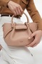 Women's Mini Hand and Shoulder Bag with Drawstring Detail, Stylish Daily Bag, Mink - 3