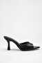 Calivia Black Rustic Women's Stylish New Season Pointed Toe Comfortable Thin Heeled Slippers - 6