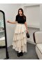 Women's Tensel Modal Fabric Layered Ruffled Maxi Skirt - 51932 - 3