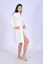 Women's Short Shawl Collar Chain Knit Pique Fabric Cotton Dressing Gown - 3