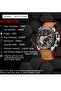 Watches for Men Luxury Quartz Water Resistant Watch Men's Chronograph Genuine Leather Strap 5120 Brown - 7