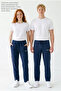 Men's Dark Blue Straight-Leg Comfortable Fit Combed Cotton Side-Piping Zipper Pocket Sweatpants - 5