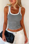 95% Cotton Striped Flexible Crop Top Blouse