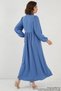 Women's Drawstring Waist Balloon Sleeve Indigo Hijab Dress - 5