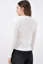Women's Double-Breasted Collar White Blouse with Shoulder Pads - 7