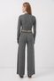 Women's Crew Neck High Waist Straight Cut Knitwear Smoked Suit - 4