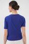 Women's Round Neck Gathered Detail Short Sleeve Cobalt Blue Blouse - 6