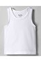 Cotton Elastane Knit Sleeveless Solid Vests (Pack of 5) - White - 6