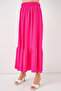 Women's Ruffled Open Hem Fuchsia Skirt - 3