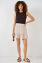 Women's Round Neck Ruffled Hem Cream Skirt - 2