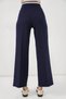 Women's High Waist Wide Leg Navy Blue Palazzo Trousers - 8