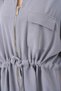 Women's Gray Shirt with Gathered Waist and Pocket Detail - 4