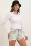 Women's Cotton White Shirt with Waistband - 4