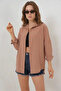 Women's Oversize Cut Basic Cotton Camel Shirt