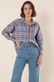 Women's Checkered Pattern Basic Oversize Cotton A. Tile Shirt - 3