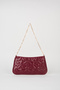 Women's Dalya Burgundy Star Embroidered Lined Zipper Closure Baguette Hand and Shoulder Bag - 4