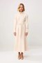 Women's Maxi Length Shirt Collar Long Sleeve Terrycotton Woven Unlined Waist Tie Detailed Dress Casual - 4