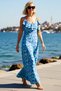 Women's Flounced V-Neck Thin Straps Floral Pattern Woven Beach Maxi Dress Unlined Daily Casual Modern - 2
