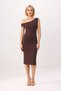 Women Asymmetrical Collar Low Sleeve Bodycon Midi Dress Silky Interlock Knitted Fabric Daily Casual Modern - 4