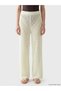 Beige Women's Pants with Elastic Waist - 3