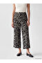 Black Patterned Women's Capri Pants with Elastic Waist - 5