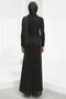 Black Front Detailed Stoned Evening Dress - 5