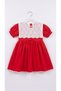 Lace Detailed Scallop Collar Red Cotton Girls' Casual Dress - 4