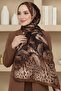 شال نسائي من الخيزران بنمط جلد الفهد باللون البني الداكن