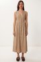 Sleeveless Midi Linen Shirt Dress Lgx0014 Beige - 4