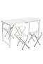Multi-Purpose Folding Picnic Table and 4 Stool Set, Durable Aluminum Construction