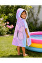 Children's Sea Poncho Hooded Towel Poncho Pink Purple Butterfly Patterned Beach Pool Bath Poncho - 2
