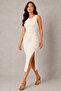 Women's Ecru Button Detailed Camisole Midi Dress - 7