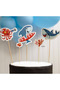 Shark Themed Cake Decoration Toothpick Set 5-Piece Birthday Party Decoration - 2