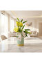 ZEEM Artificial Flower Arrangement Yellow Tulip & White Orchid | Sage Green Vase | 30 cm - 2