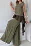 Chiffon Ruffle-Detail Blouse and Loose-Leg Pants 51391 - 3