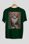 For the Love of Cats 76 Cat Printed Green Oversize T-Shirt 100% Cotton Unisex Cat Lover Premium Design