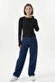Women's Round Neck Textured Black Blouse - 4