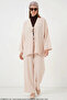 Women's V-Neck Lace-Up Cream Double Set - 5