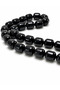 Capsule Cut Fire Amber Look Rosary with Black Stripe Detail and Metal Tassel - 2
