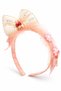 Girl's Pink Flower Detailed Bow Hair Crown with Glitter Tulle Crown - 2