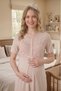 New Season Mink Shawl Collar Patterned Design with Breastfeeding Feature Full Length Short Sleeve 100% Cotton Maternity Nightgown 2-Piece Set - 5