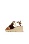 Tan Multi Dark Leather Women's Wedge Heeled Sandals - 3