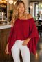 Women's Asymmetrical Cut Transparent Soft Textured Cotton Lightweight Burgundy Knitwear Cape Poncho - 6