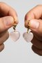 Pink Quartz Stone Heart Shaped Steel Earrings - Gold Color - 3