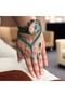 Special Turquoise Color Full Cut Ankle Length Crimped Amber Prayer Beads (Salih Usta)
